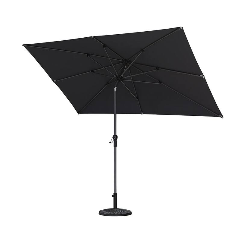PURPLE LEAF Heavy-duty Crank and Tilt Table Umbrella Outdoor Patio Market Umbrella - 6.5x10ft-Grey