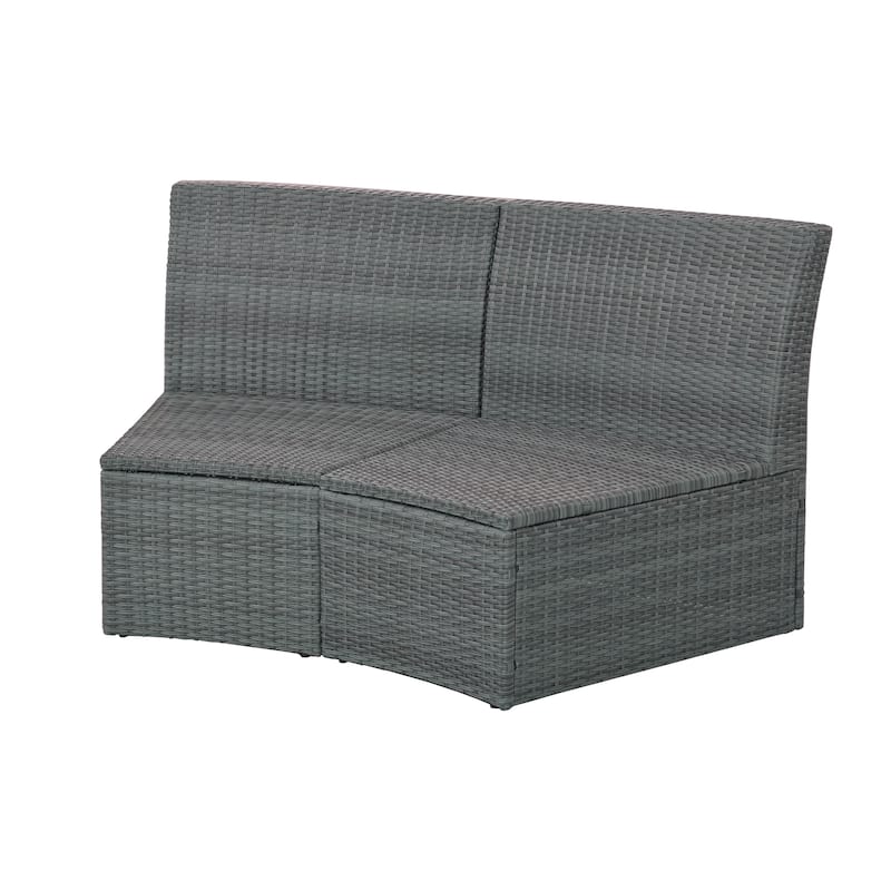 10-Piece Outdoor Rattan Modular Sectional Sofa Set with Coffee Table, Storage Box, Side Tables