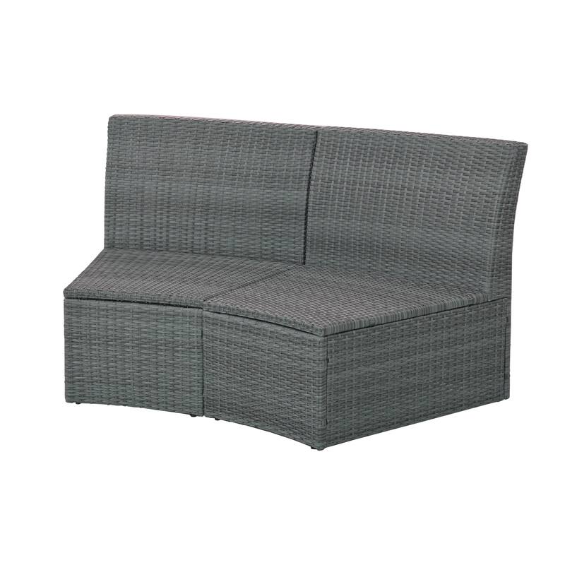 Roomfitters 10-Piece Outdoor Half Round Patio Rattan Sofa Set, PE Wicker Furniture Set for Free Combination