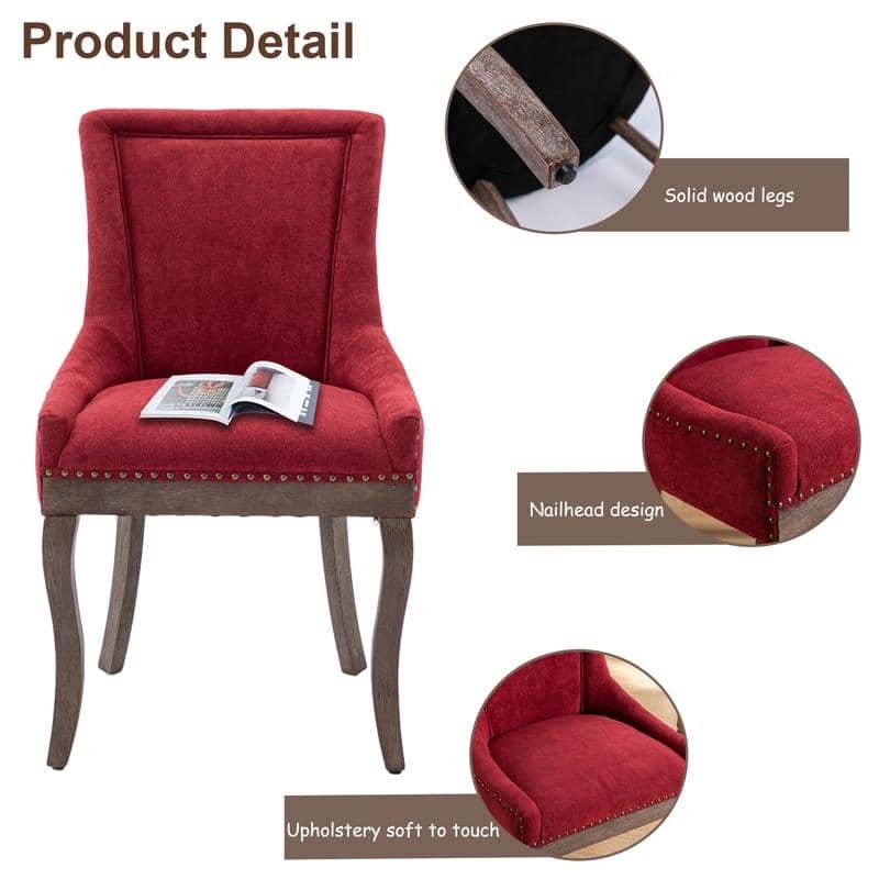Thickened Side Dining Chair with Solid Wood Legs Set of 4