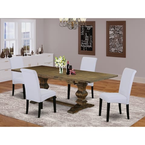 Kitchen Dining Set with Rectangle Table and Parson Chairs (Finish & Pieces Option available)