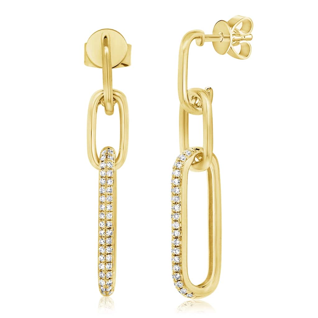 Joelle Collection 1/3 cttw. Diamond Pave Link Stud Dangle Earrings 14K Gold