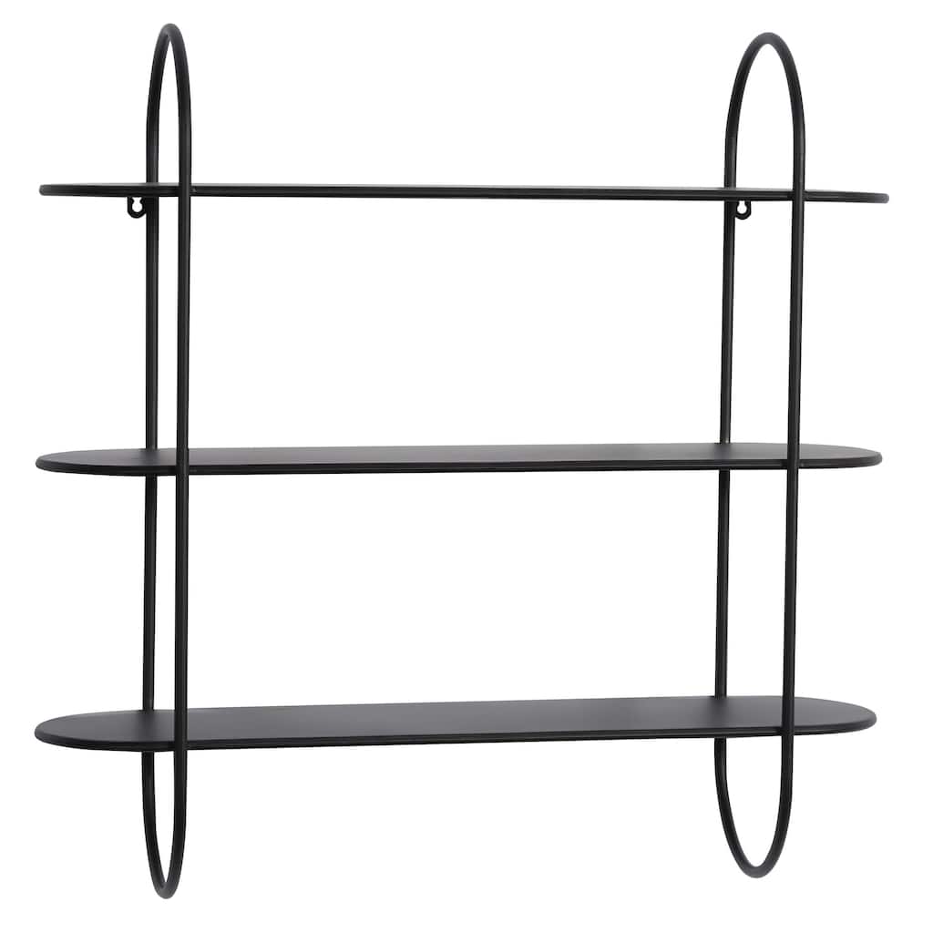 Metal Oval 3 Shelf Wall Shelf - Black - Roche River Decor