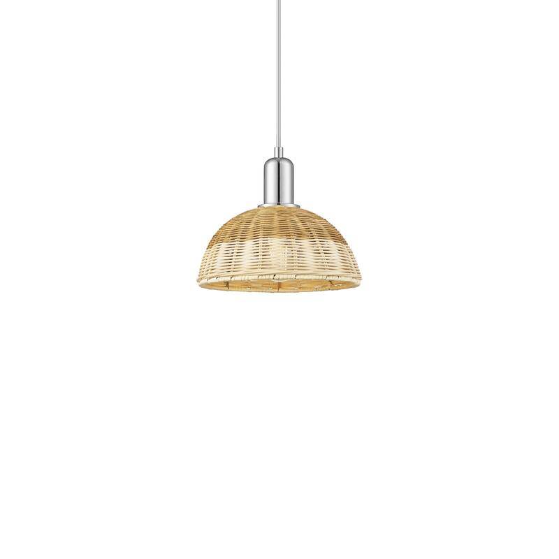 Innovations Lighting 716-1P-8-9 Natural Ballston Dome Pendant Natural - Polished Chrome / Natural