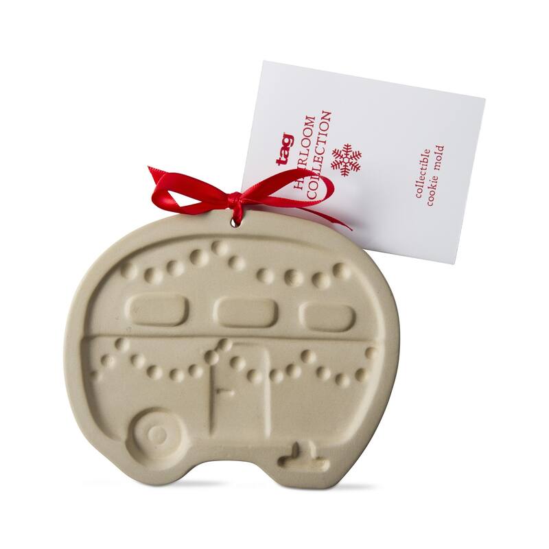Camper Heirloom Stoneware Cookie Mold Stamp Decoration, Dishwasher Safe