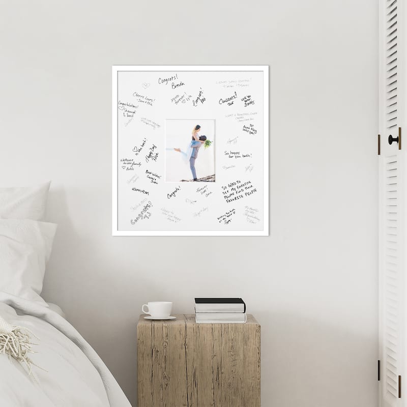 Svelte Signature Mat Picture Frame - Autograph Photo Frame Guest Book Alternative for Weddings, Graduations, or Retirement