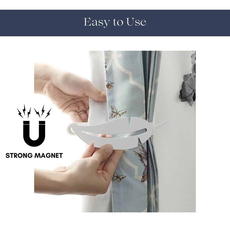 Metal Feather Tieback With Magnet Plume Black - 6.8"L x 2"W x 1"D