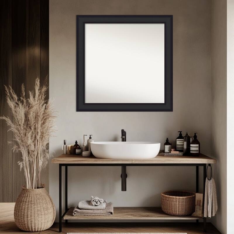 Oliver Non-Beveled Wood Framed Bathroom Vanity Wall Mirror