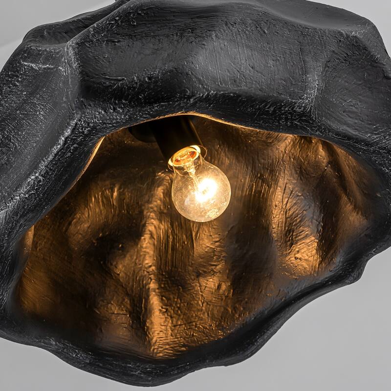1-Light Modern Black Creative Rock-Shaped Pendant Light - 20.47 in. W x 12.99 in. H x 19.69 in. D