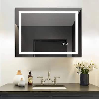 32 in. W x 24 in. H Rectangular Frameless Anti-Fog LED Light Wall Mounted Bathroom Vanity Mirror with Touch Button