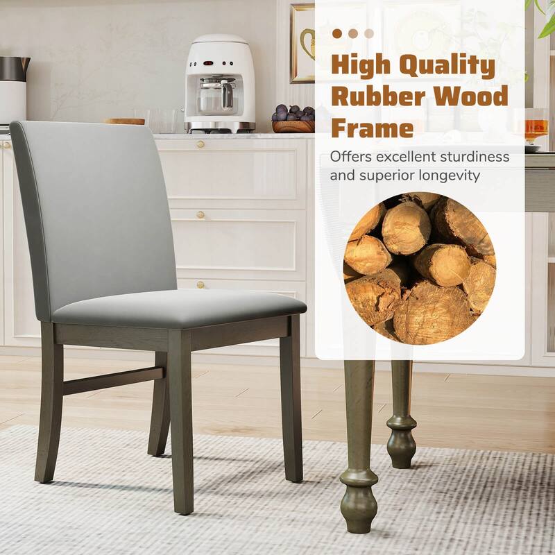 Costway Upholstered Dining Chairs Set of 2/4 with Rubber Wood Legs - See Details