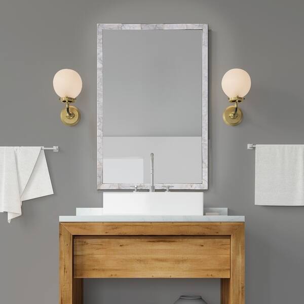 slide 2 of 10, Allan Andrews Rectangular Vanity Mirror with White Marble Frame - 30"H x 20"W