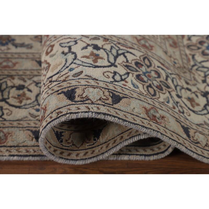 Traditional Nain Persian Vintage Rug Handmade Wool Carpet - 6'4"x 9'7"