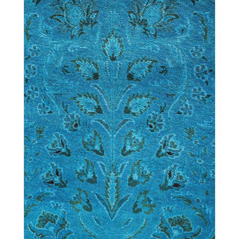 Fine Vibrance, One-of-a-Kind Hand-Knotted Runner Rug - Blue, 2' 6" x 10' 3" - 2' 6" x 10' 3"