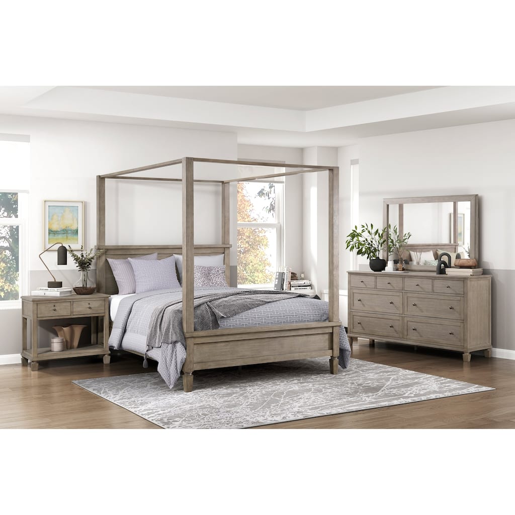 Bedroom Set Platfom Canopy Bed Dresser Mirror Nightstand