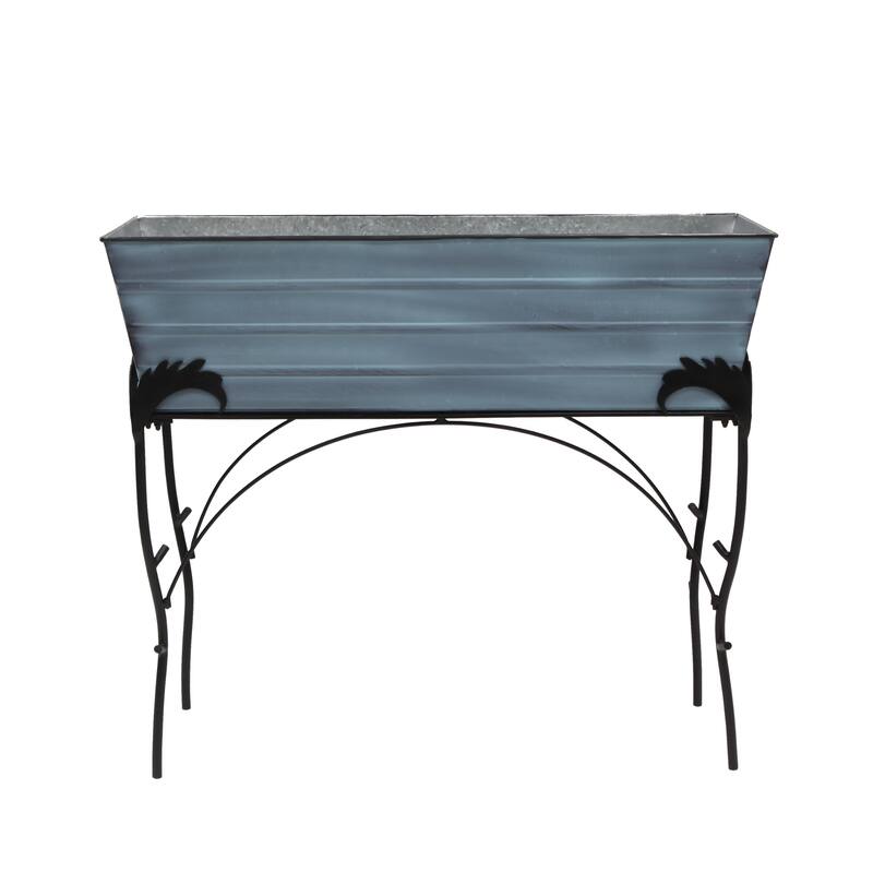 Achla Designs 30"H Rectangular Galvanized Steel Indoor Outdoor Large Flower Box w/Black Wrought Iron Flora Stand