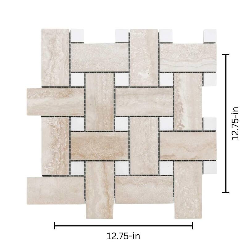The Tile Life Stately Basketweave 13x13 Travertine Porcelain Floor and Wall Tile
