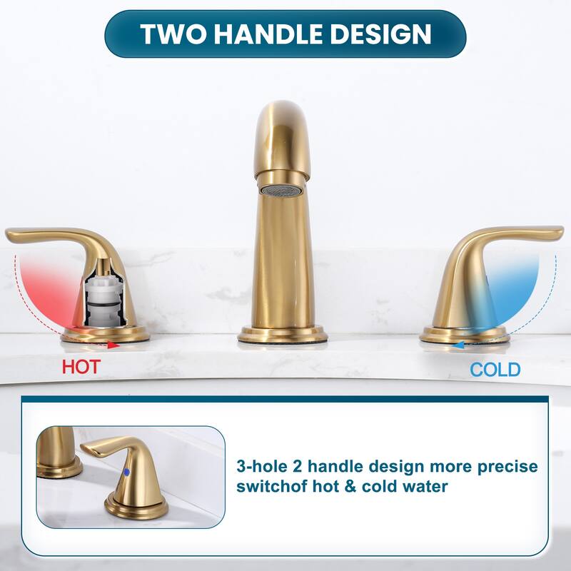 WOWOW Widespread Double Handle Bathroom Faucet