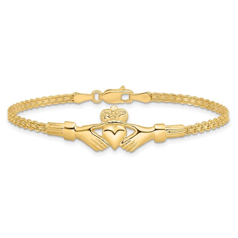Curata 14k Polished Irish Claddagh Celtic Trinity Knot Bracelet 7 Inch