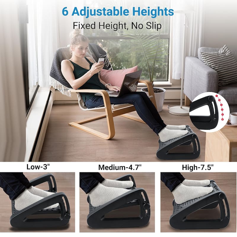 Under Desk Footrest, Tilt Gaming Desk Foot Stool Black
