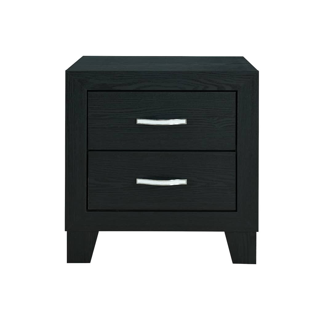 Black Nightstand with Modern Design and Glamour Accents