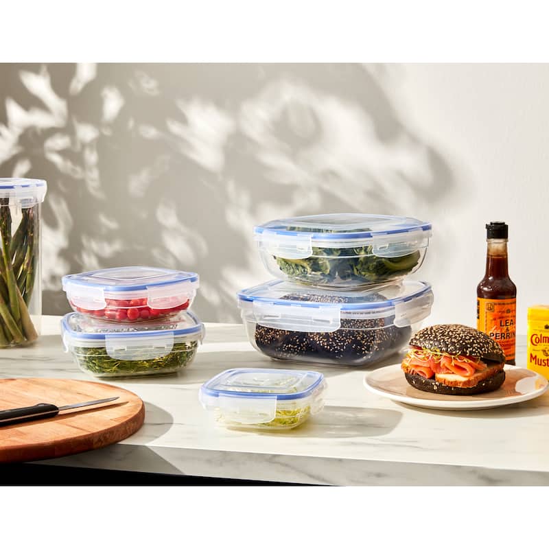 Superio 3 Pack Shallow Rectangular Sealed Food Storage Containers - 20 oz., 36 oz.,64 oz.