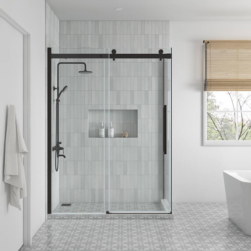 Bel Soft-Close Frameless Sliding Soft Close Shower Door - 60" - Oil Rubbed Bronze