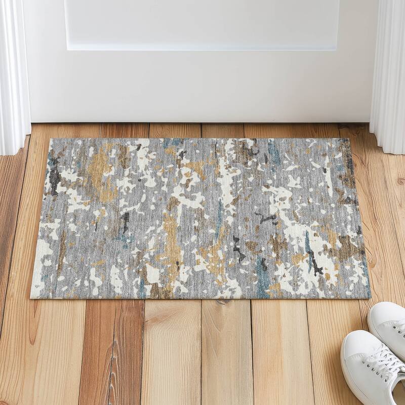 Machine Washable Indoor/ Outdoor Modern Calhan Chantille Rug