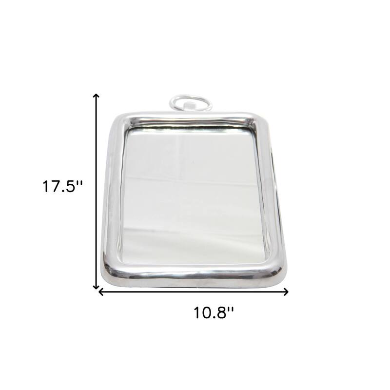 HomeRoots 18" Silver Aluminum Framed Accent Mirror - 10.8' X '17.5' X '1.3