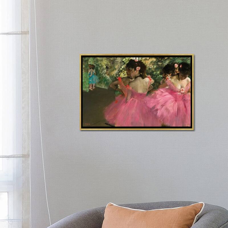 iCanvas "Ballerina In Red" by Edgar Degas Framed Canvas Print