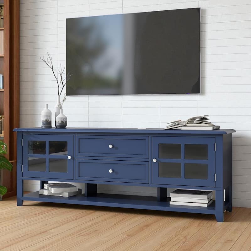 59 Inch Modern TV Stand with Storage, Entertainment Center with 2 Cabinets and 2 Drawers for TVs Up to 60 Inch