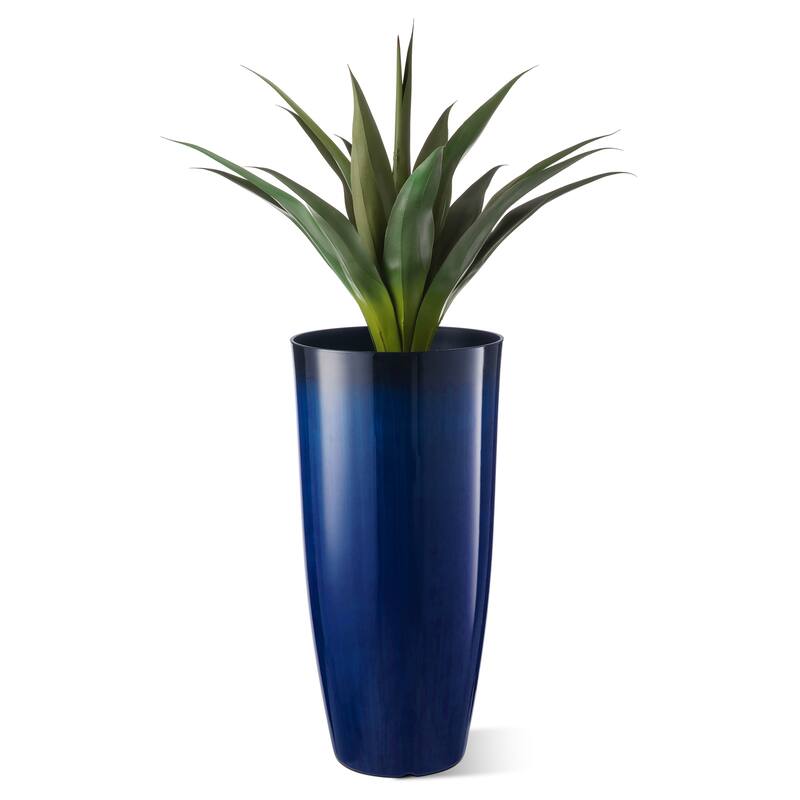 Glitzhome 30"H Set of 2 Oversized Gradient Cobalt Blue/Turquoise/Red Tall Plastic Planter