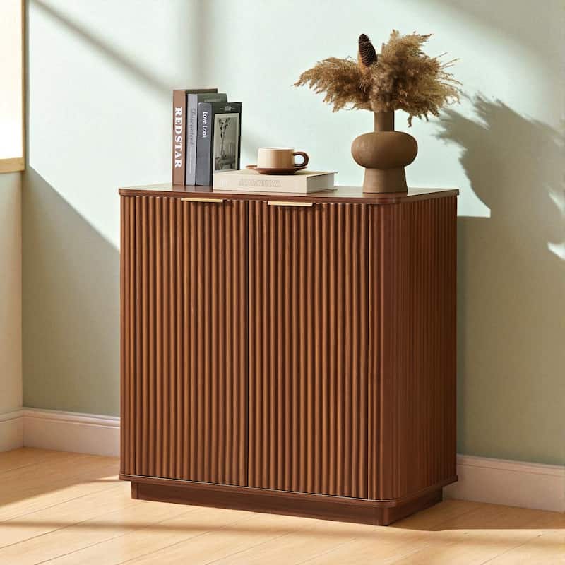 31.5'' Modern Buffet Cabinet Sideboard with Storage, Curved Wave Design Accent Cabinet for Dining Room & Entryway