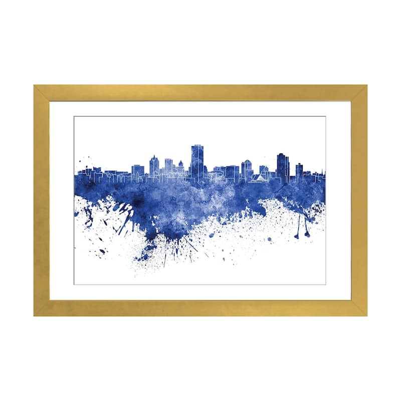 iCanvas "Milwaukee Skyline In Blue" by Paul Rommer - Gold - 16x24x1