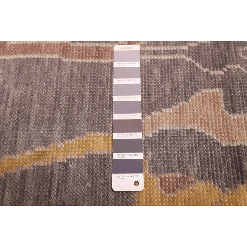 ECARPETGALLERY Hand-knotted Modern Oushak Dark Grey Wool Rug - 9'10 x 13'11