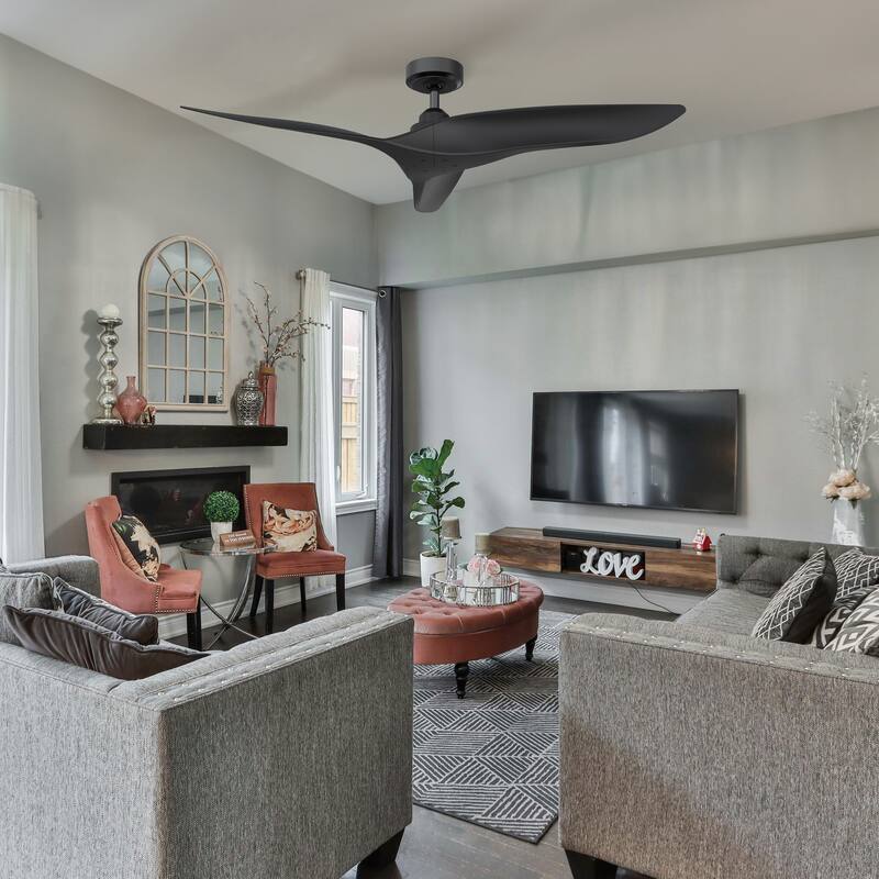 52" Modern ABS 3-Blade Indoor/ Outdoor DC Motor Ceiling Fan without Light