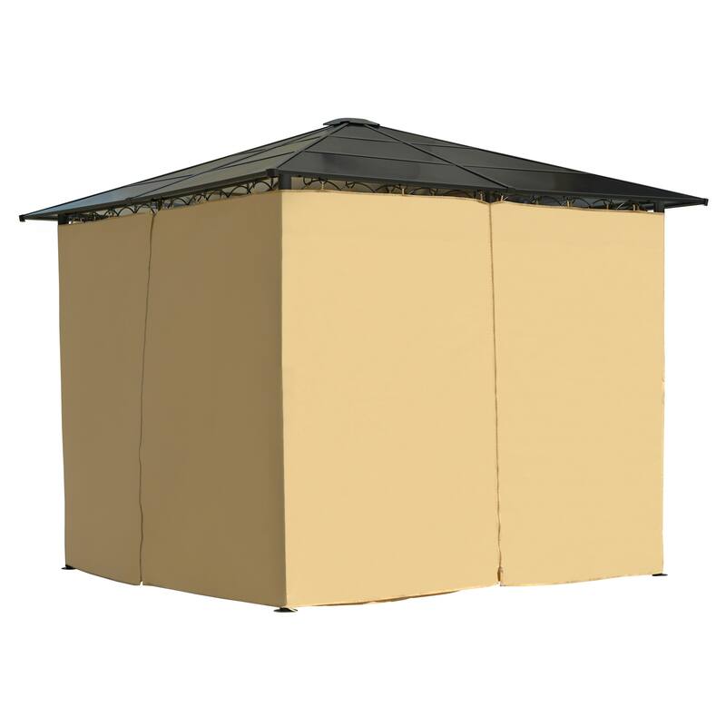 10'x10' Hardtop Outdoor Gazebo with Polycarbonate Roo, Netting & Privacy Screens, Patio Gazebo with Aluminum Frame