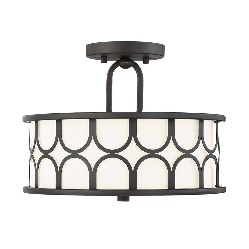 Bellevue 2 Light 13" Wide Semi-Flush Drum Ceiling Fixture - Oil Rubbed Bronze