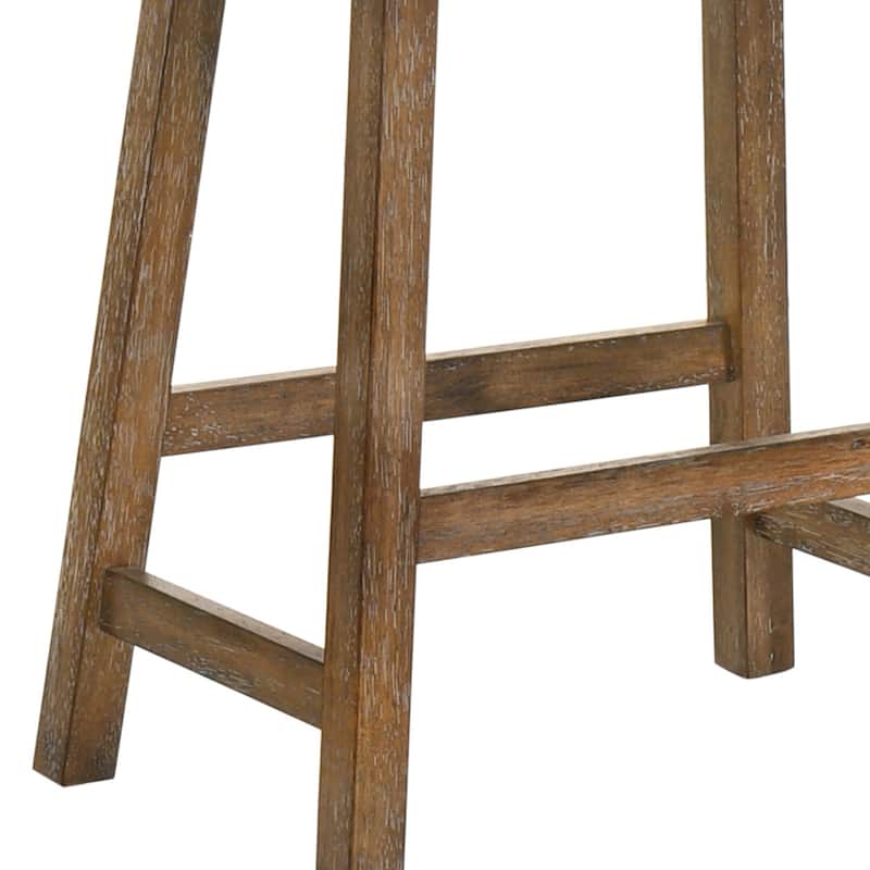 Rustic Backless Counter Stool Set Of 2-25 Inch Wooden Farmhouse Barstool With Leather Seat,Distressed Finish & Sturdy Frame