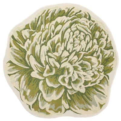 Liora Manne Esencia Peony Indoor/Outdoor Mat Green 3'3"x3'3"