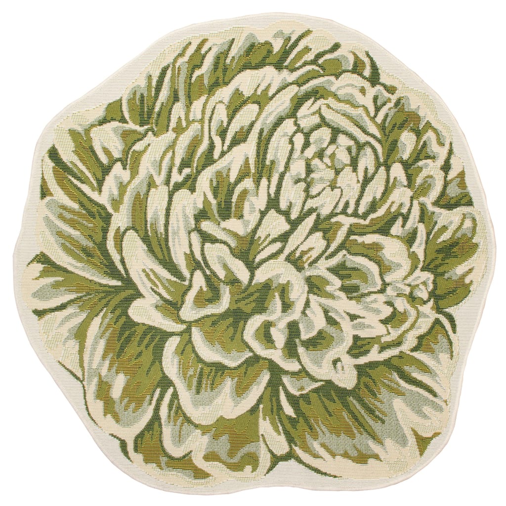 Liora Manne Esencia Peony Indoor/Outdoor Mat Green 3'3"x3'3"