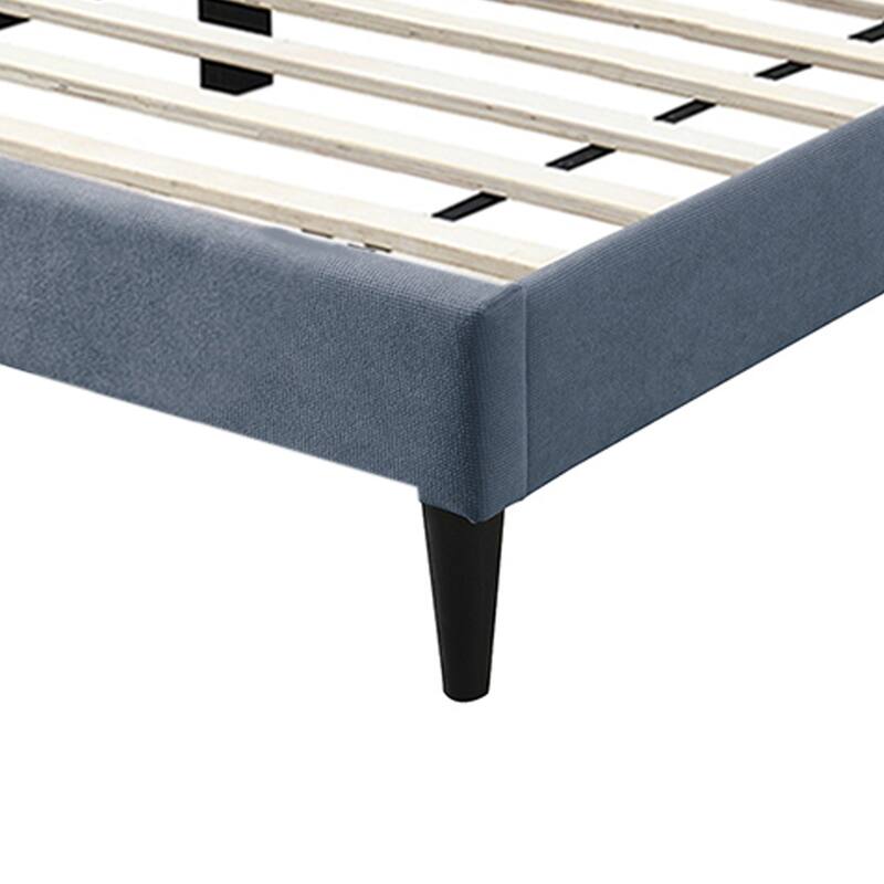 Brushed Linen Fabric Adjustable Headboard Full Bed with Channel Tufting Design