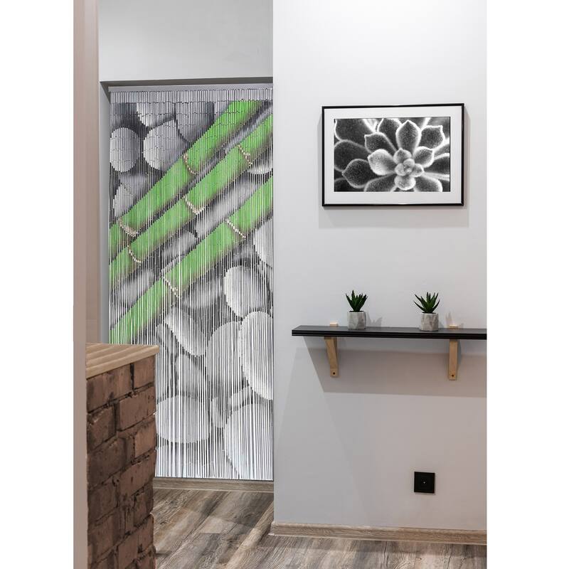 Bamboo Beaded Door Curtain 65 Strings 79" W x 36" W - 79" H x 36" W x 0.6" D