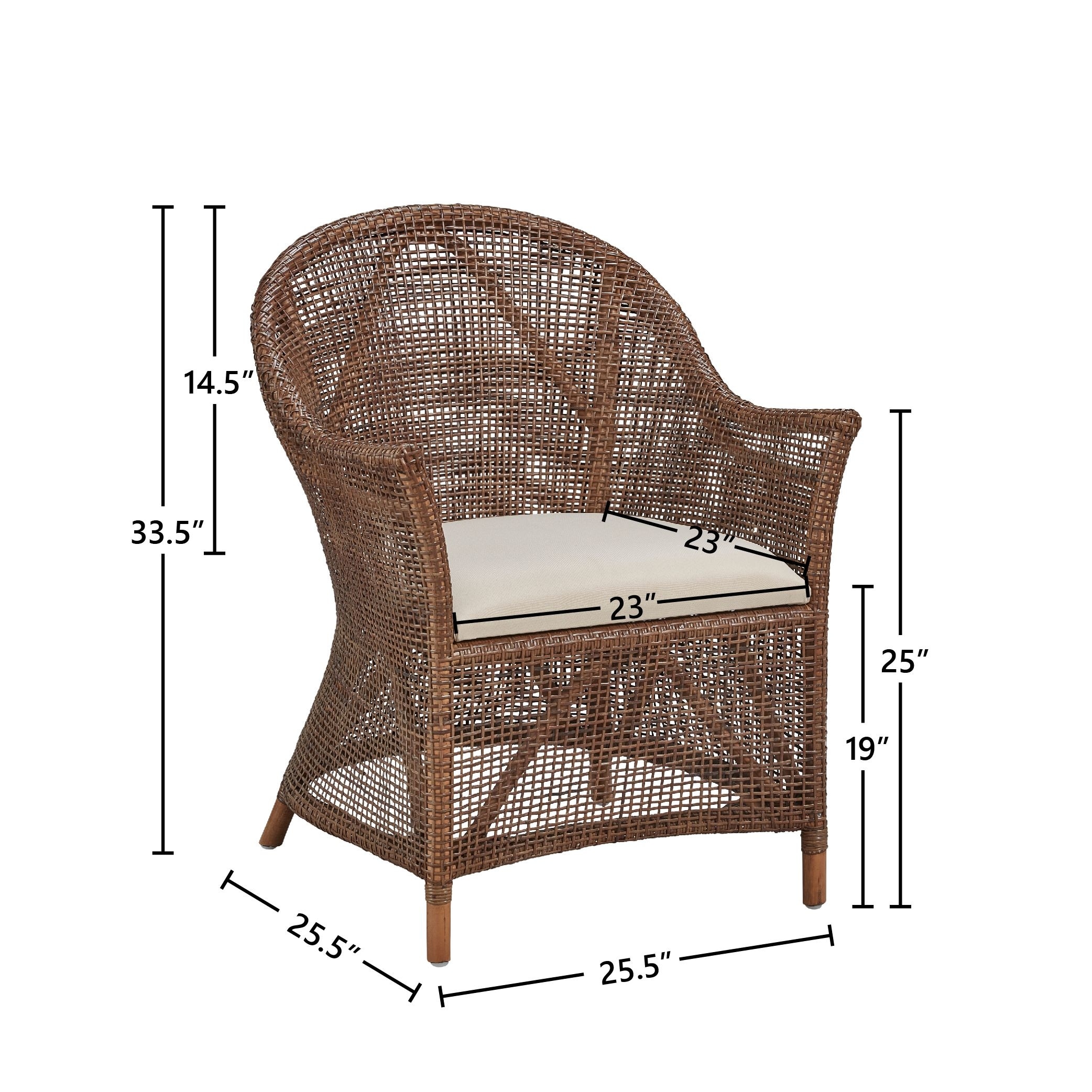 Sanibel Wide Weave Rattan Wicker Accent Chair with Seat Cushion