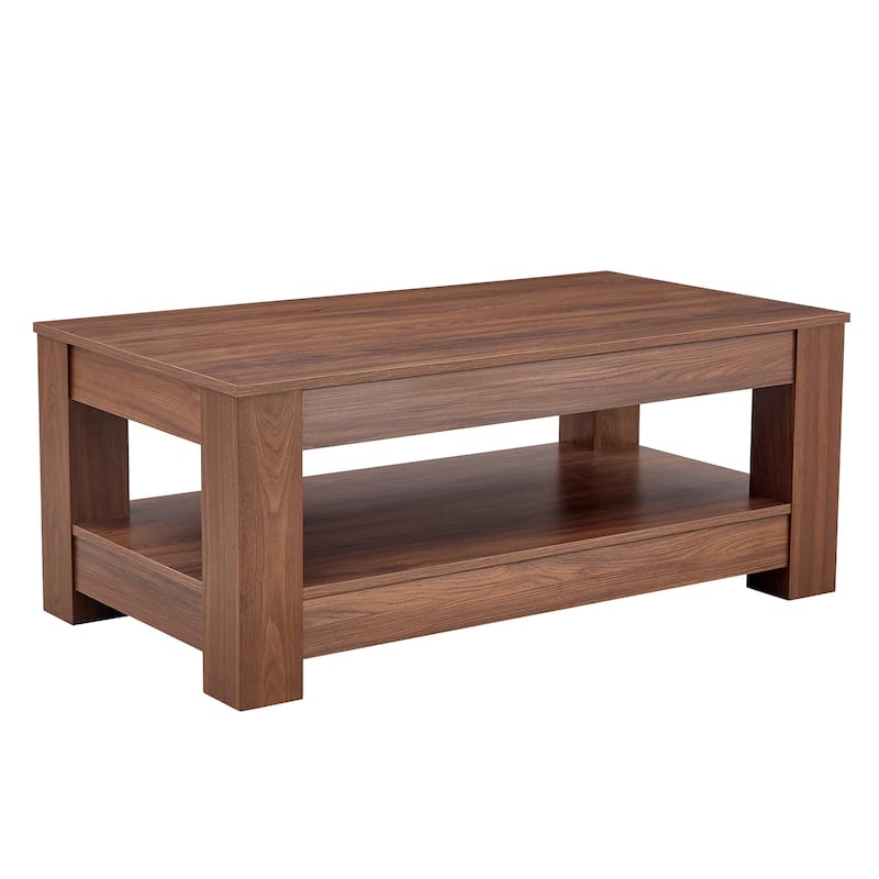 Walnut Coffee Table Center Table with Bottom Shelf, Side Table End Table Dining Table Cocktail Table