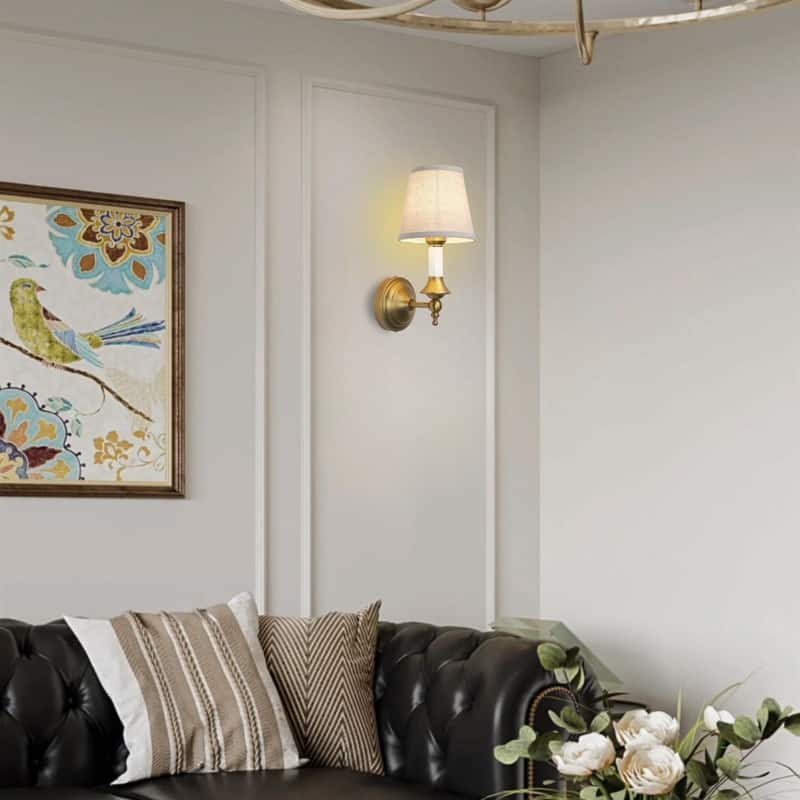 2 Pack wall sconces gold, white wall lighting glass, metal bedroom wall lighting