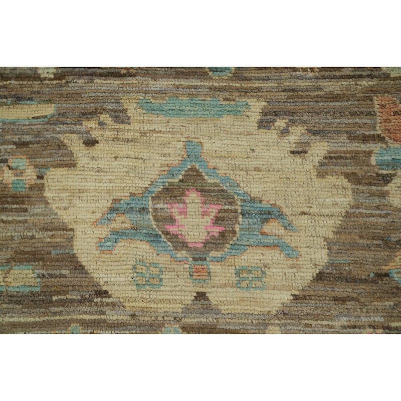 Hand Knotted Oriental 100% Wool Carpet Transitional All-Over Brown Oushak Area Rug - 17' 8'' X 12' 0''