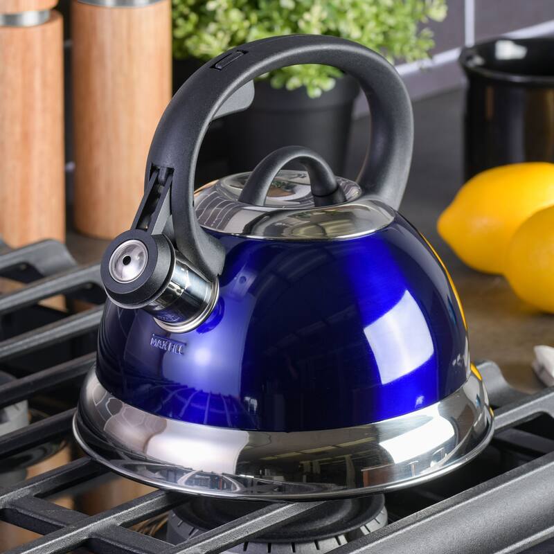 Mr. Coffee Flintshire 1.75 Quart Whistling Stovetop Tea Kettle in Blue - 1.75 Quart