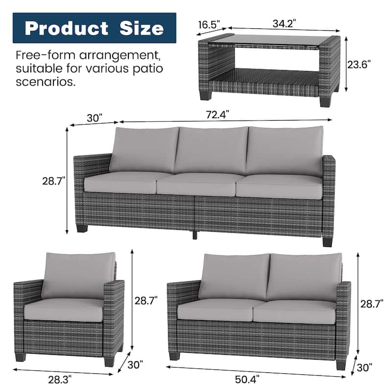 7-seater Outdoor Patio Furniture Sets Sectional Furniture Couch Set