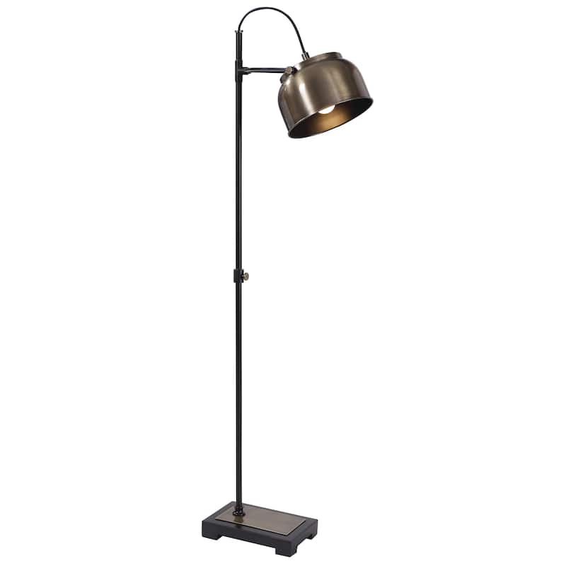 Adjustable Floor Lamp with Metal Brass Plated Shade - 62"
